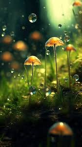 mushrooms in the rain wallpaper