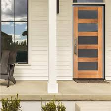 Krosswood Doors 36 In X 80 In Modern Douglas Fir 5 Lite Right Hand Inswing Frosted Glass Unfinished Wood Prehung Front Door