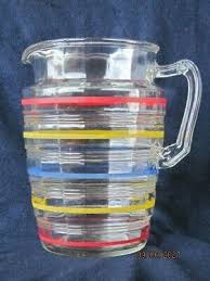 Vintage Red Yellow Blue Striped Glass
