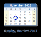 November 14, 2023 Calendar with Holidays & Count Down - USA