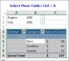 save time excel pivot table shortcuts