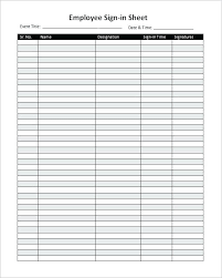 Employee Sign In Sheet Template Excel