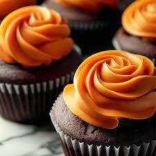 Chocolate Cupcakes With Orange Frosting gambar png
