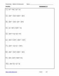 And Subtracting Polynomial Worksheets
