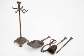 antique english fireplace tool set