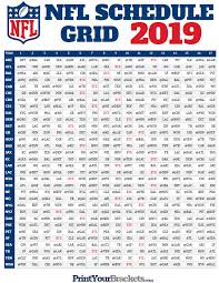Nfl Full Season Schedule Grid 2019 Printable
