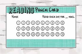 Blue Purple Reading Punch Cards Reward Chart Homeschool Chart Pdf