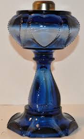 Cobalt Blue Glass Oil Lamp