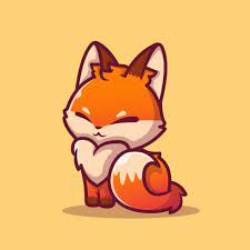 cute fox sitting cartoon vector icon
