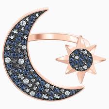 Swarovski Symbolic Moon Ring Multi Colored Rose Gold Tone Plated