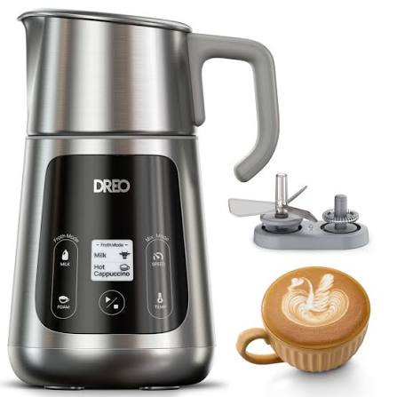 DREO All-in-1 BaristaMaker Milk Frother, Electric Foam Frother for Latte Art Microfoam and Coffee, 15oz/450ml Automatic Milk Warmer with 30 Drinks, Dishwasher Safe, Dairy/Plant-Based Milk : Amazon.ca: Home