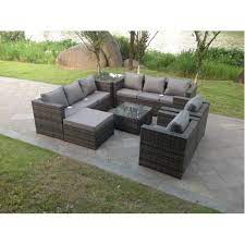 9 seater grey rattan corner sofa set