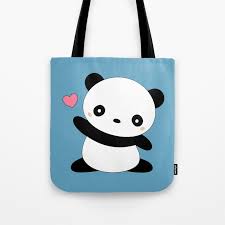 kawaii cute panda bear tote bag by