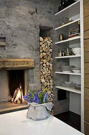 Wood Log Wall Ideas Fireplace Design