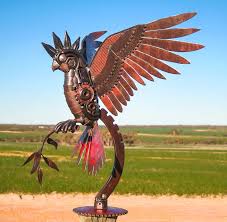 Red Tailed Cockatoo Metal Art Sculpture