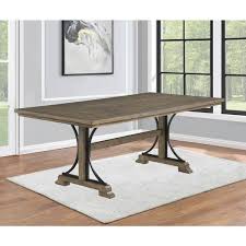 72 Inch Fixed Dining Table With Matching Brown Oak Color Accent Bar