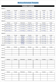 Workout Schedule Template Free Word Excel Format Weekly