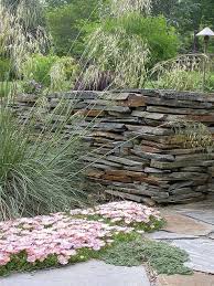 Dry Stack Slate Stone Wall Landscape