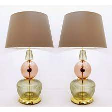 smoked pink glass table lamps italy