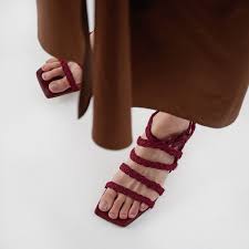 Miista Bossa Bordeaux Braided Elastic Sandals In Depop