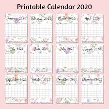 ☼ printable calendar 2020 pdf: Beautiful Floral Free Printable Calendar 2020 For Mommies