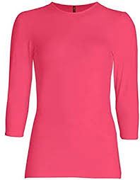 Esteez Womens 3 4 Sleeve Shirt Relaxed Fit Ex801136 Fuchsia