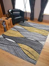 yellow rug runner geometric waves