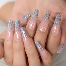 silver glitter ombre 24pk nail tabs