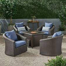 Wicker Swivel Chair And Fire Pit