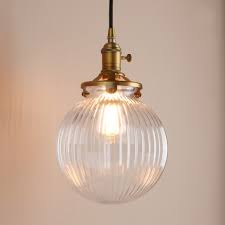 Stripe Glass Globe Lampshade Pendant Light