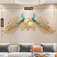 double peacock decorative wall clock