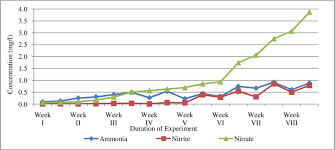 Weekly Variations In Concentration Of Ammonia Nitrite And
