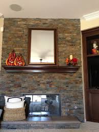 Fall Stacked Stone Fireplace Stacked