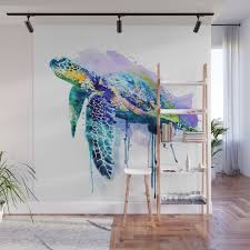 Watercolor Sea Turtle Wall Mural By