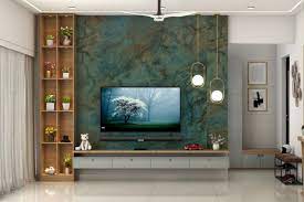 tv unit design in white and wood