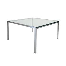 Square Glass And Steel Coffee Table For