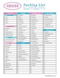 Printable And Editable Packing List For Cruise Vacations