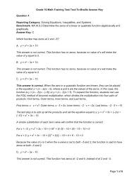 Grade 10 Math Training Test Text To