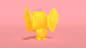 cute yellow baby elephant cartoon 3d