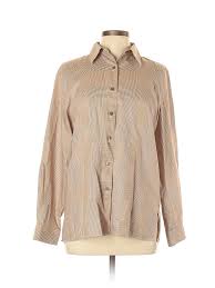 Details About Foxcroft Women Brown Long Sleeve Button Down Shirt 10