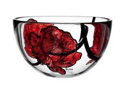 Tattoo Glass Bowl Sculpture With Rose