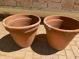 Six Large Terracotta Garden Pots Pots