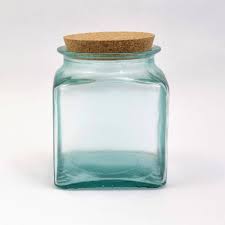 set of recycled glass storage jars