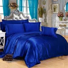 cal king royal blue satin silk bedding