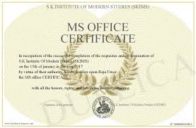 Ms Office Certificate