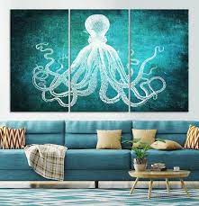 Large Green Octopus Abstract Wall Art