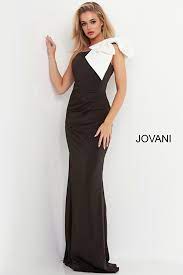 jovani 4353 black white pleated
