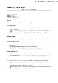 Sample Retail Store Manager Resume Assistant Store Manager Resume