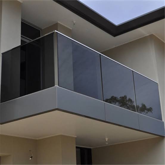 Black glass frameless glass Handrail