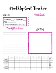 Printable Monthly Goal Tracker Direct Sales Affiliate In